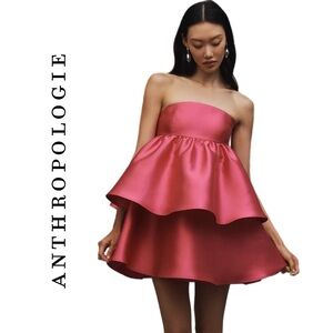 Anthropologie Hutch Strapless Tiered Mini Dress